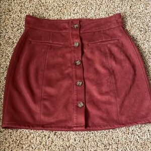 Maurices Burgundy Button-Up Mini Skirt